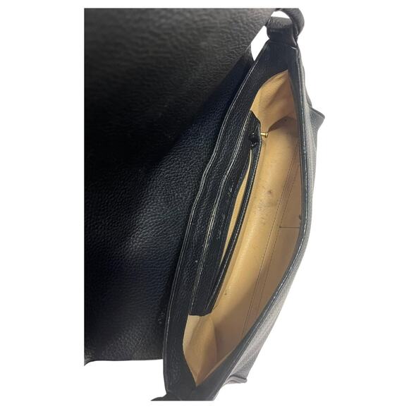 VTG Terre De Feu Shoulder Bag Womens Black Pebbled Leather Flap Top Purse Retro - Picture 11 of 12